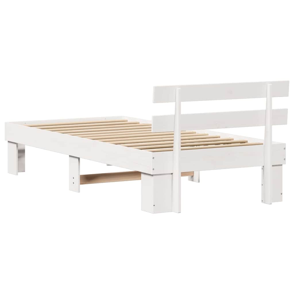 Sengestamme med hodegjerde Hvit 75 x 190 cm Massiv furu