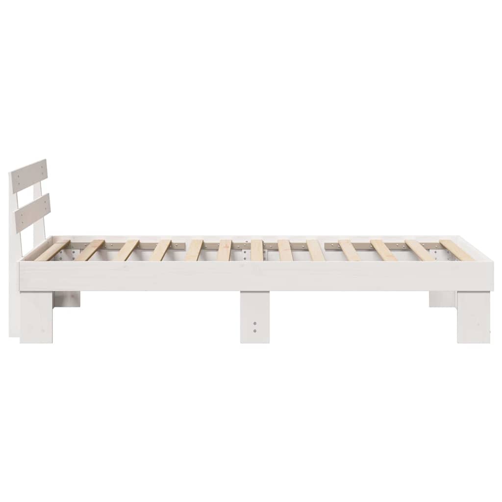 Sengestamme med hodegjerde Hvit 75 x 190 cm Massiv furu