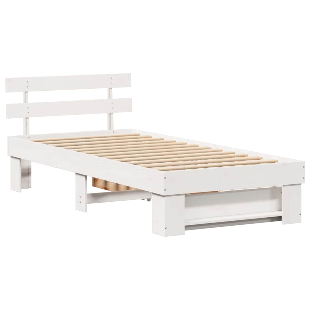 Sengestamme med hodegjerde Hvit 90 x 200 cm Massiv furu