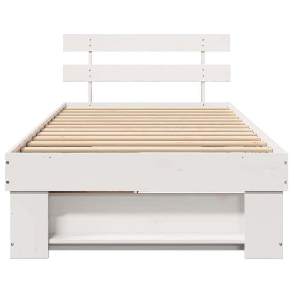 Sengestamme med hodegjerde Hvit 90 x 200 cm Massiv furu