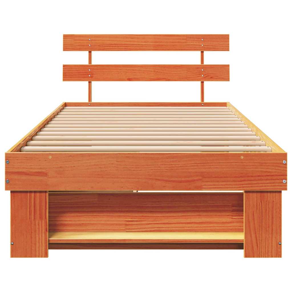 Sengestamme med hodegjerde Voksbrun 90 x 200 cm Heltre furu