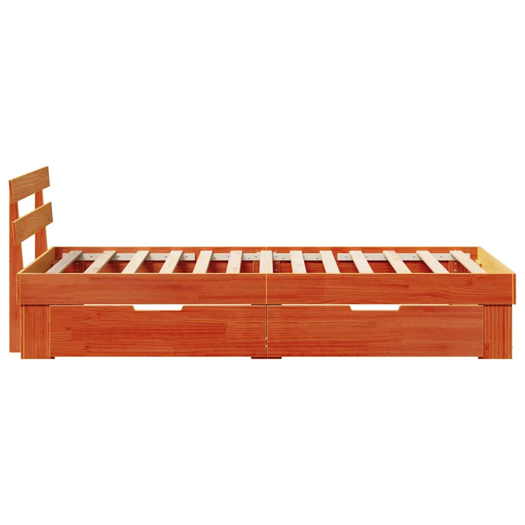 Sengestamme med hodegjerde Voksbrun 90 x 200 cm Heltre furu