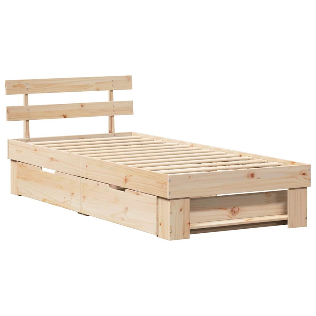 Sengestamme med hodegjerde Naturlig 80 x 200 cm Massiv furu