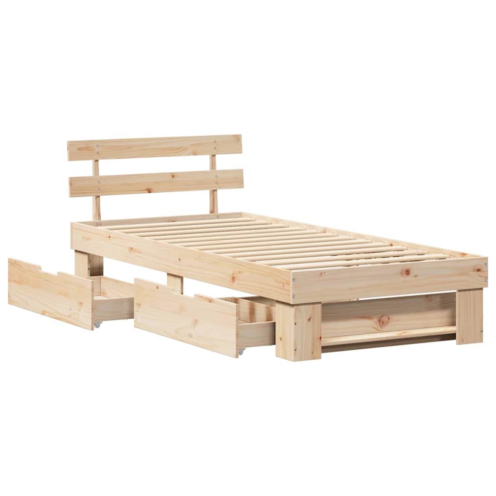 Sengestamme med hodegjerde Naturlig 80 x 200 cm Massiv furu