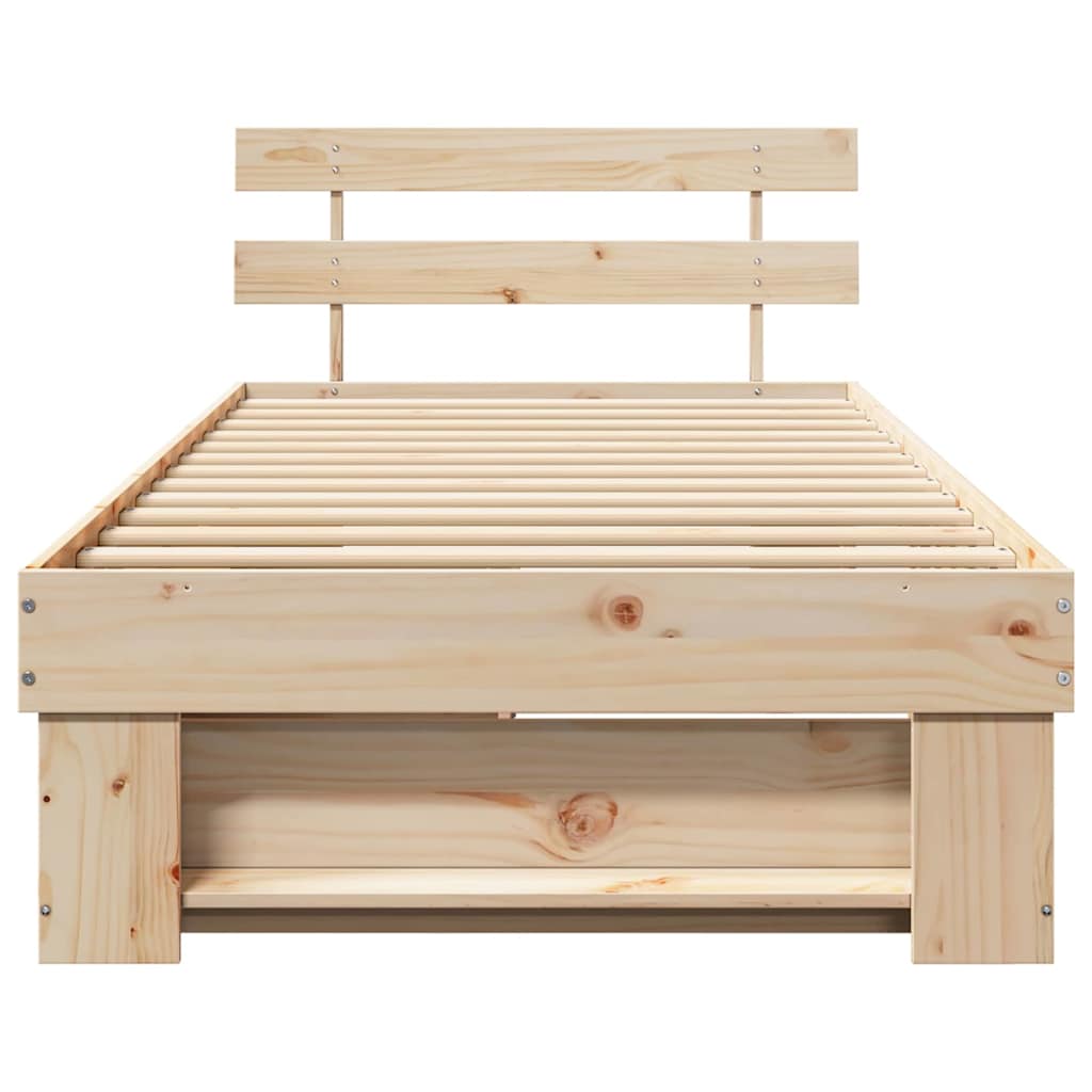 Sengestamme med hodegjerde Naturlig 80 x 200 cm Massiv furu