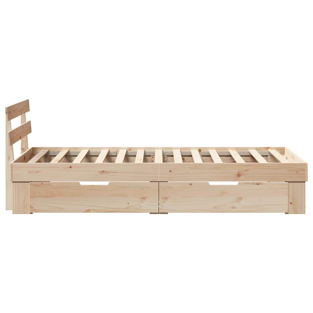 Sengestamme med hodegjerde Naturlig 80 x 200 cm Massiv furu