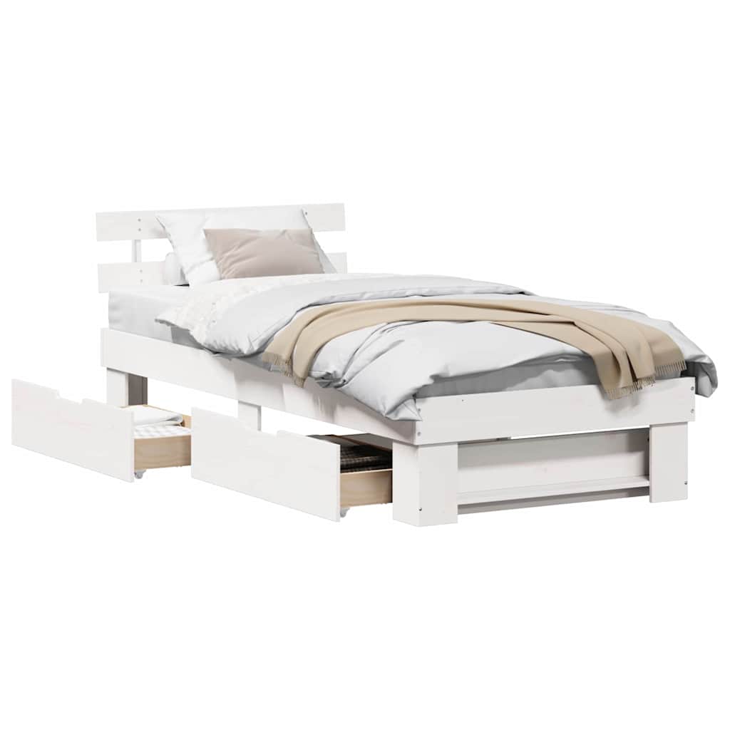 Sengestamme med hodegjerde Hvit 90 x 190 cm Heltre furu