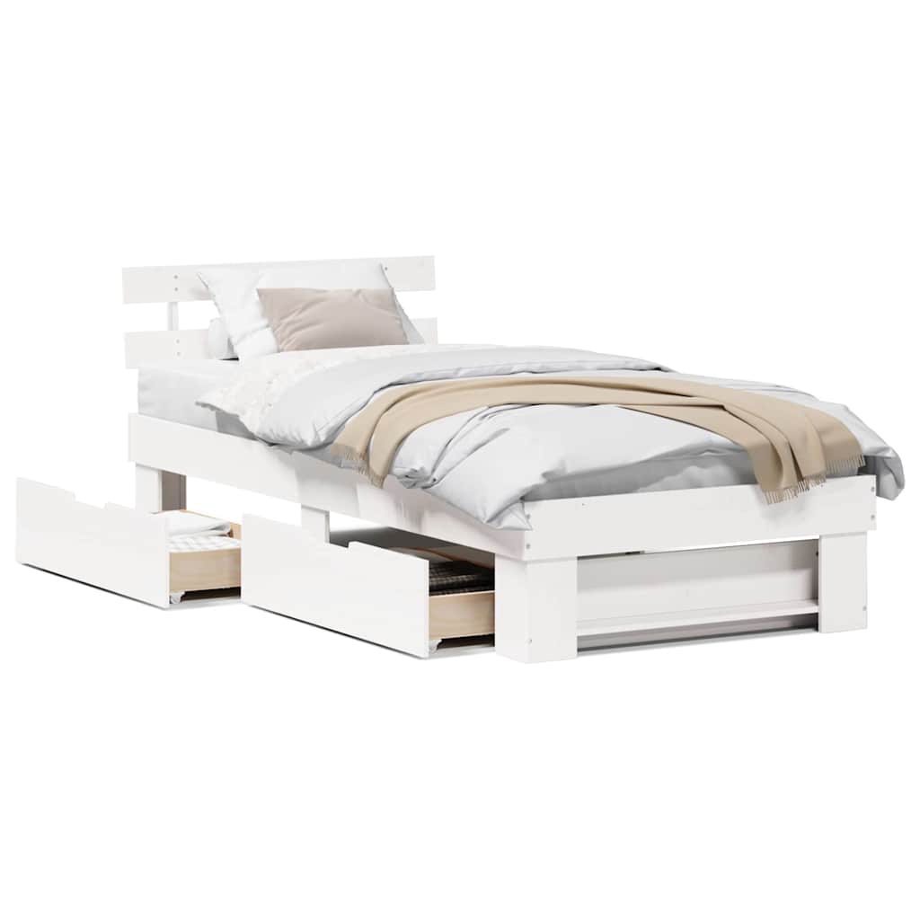Sengestamme med hodegjerde Hvit 90 x 190 cm Heltre furu