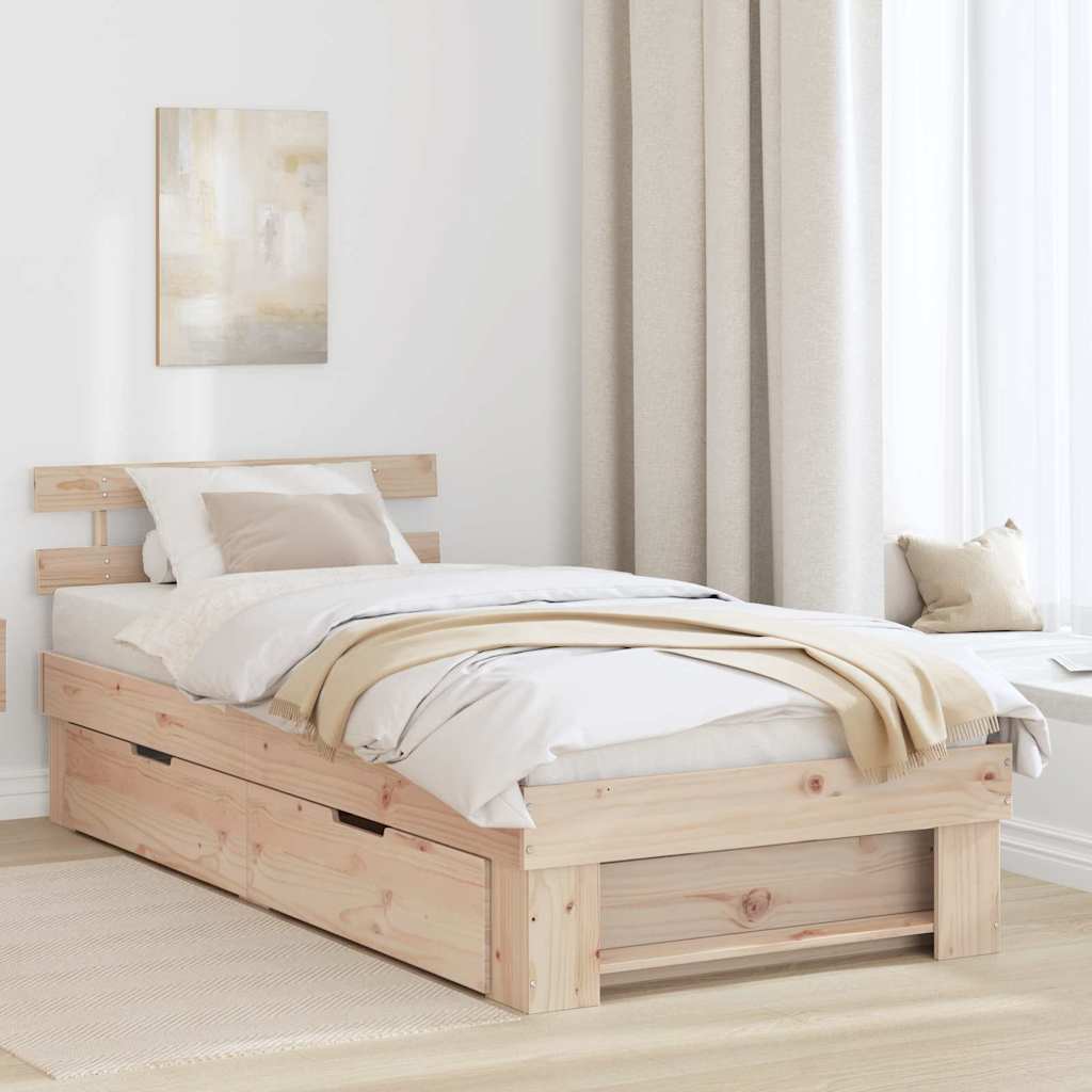 Sengestamme med hodegjerde Brun 75 x 190 cm Heltre furu