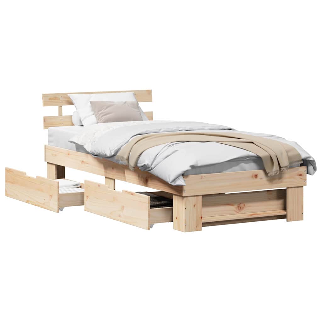 Sengestamme med hodegjerde Brun 75 x 190 cm Heltre furu