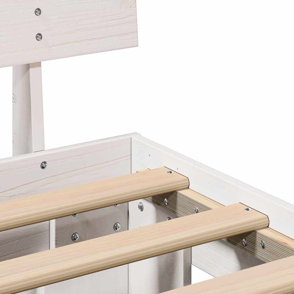 Sengestamme med hodegjerde Hvit 75 x 190 cm Heltre furu