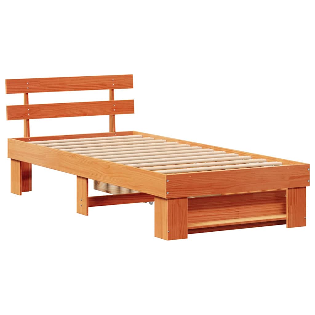 Sengestamme med hodegjerde Vokset Brun 75 x 190 cm Massiv furu