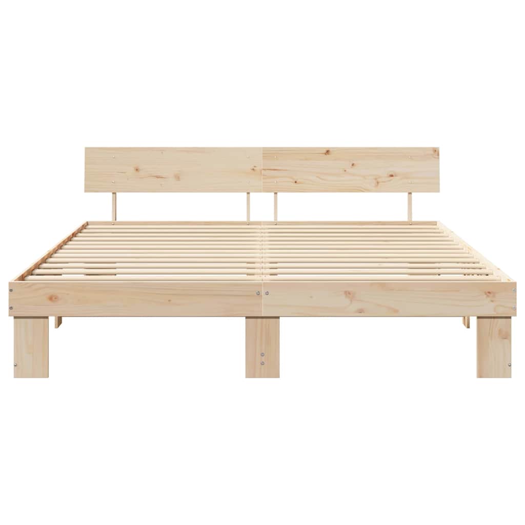 Sengestamme med hodegjerde Naturlig 180 x 200 cm Massiv furu