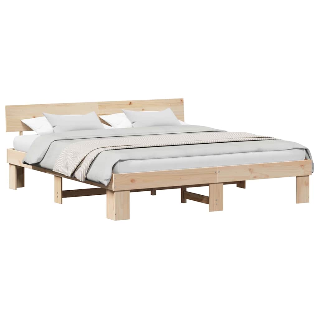 Sengestamme med hodegjerde Brun 180 x 200 cm Heltre furu