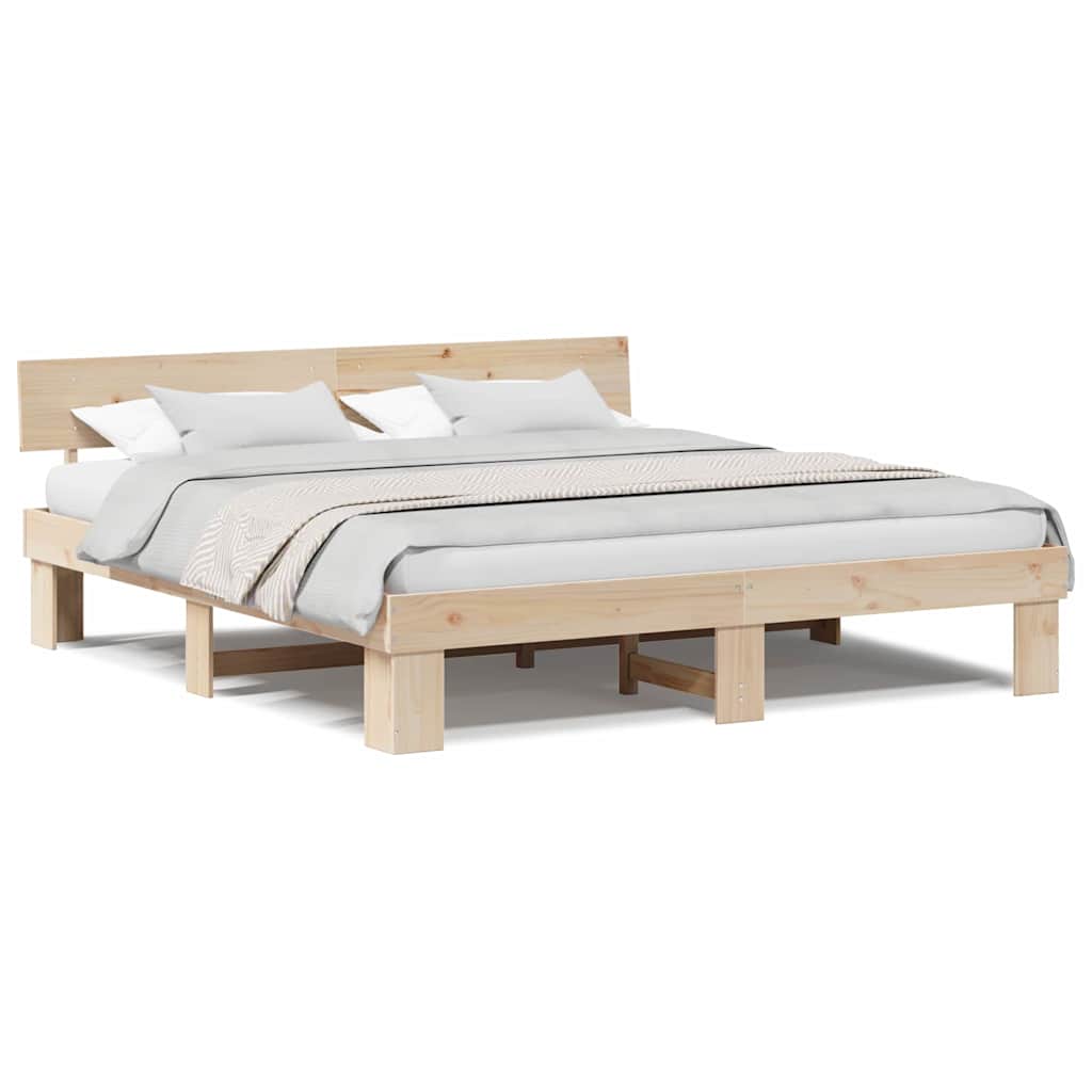 Sengestamme med hodegjerde Brun 180 x 200 cm Heltre furu