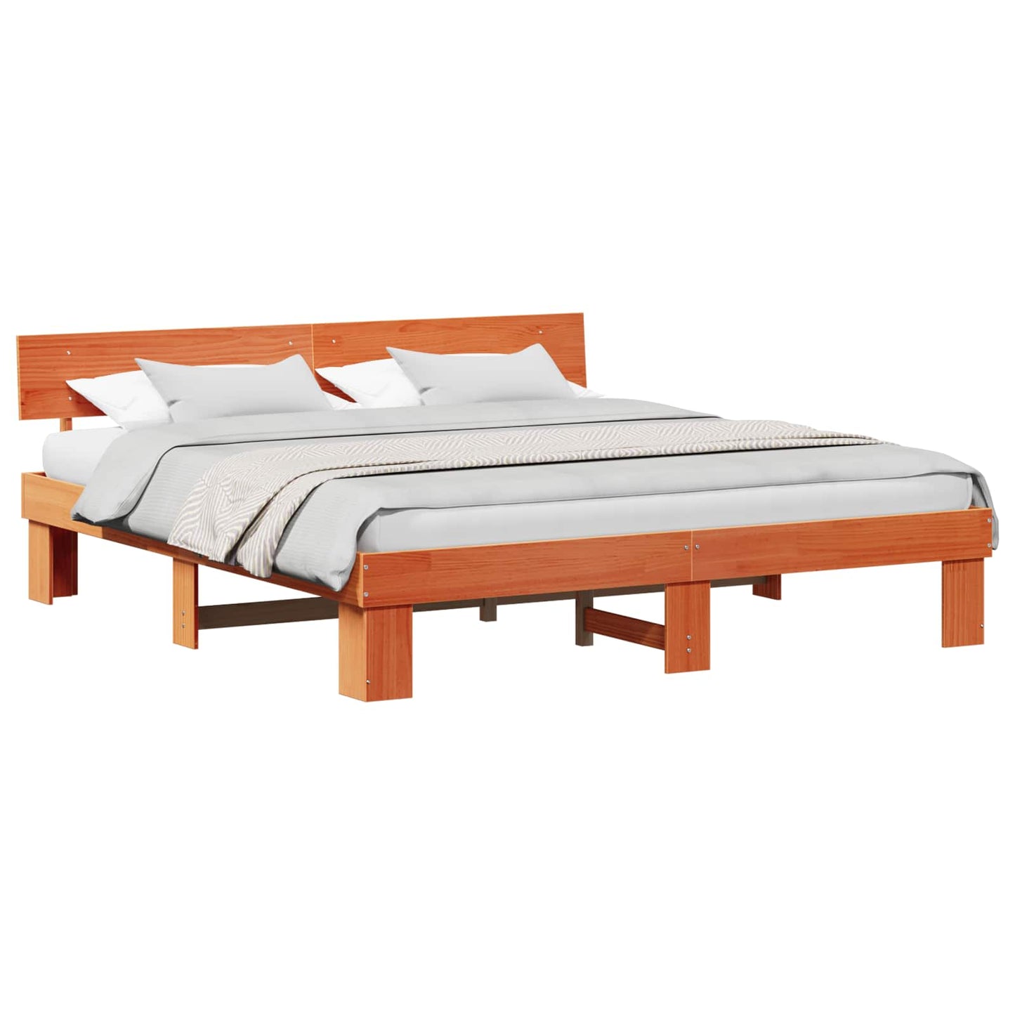 Sengestamme med hodegjerde Vokset Brun 180 x 200 cm Massiv furu