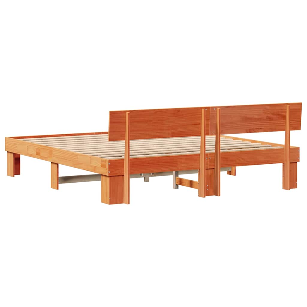 Sengestamme med hodegjerde Voksbrun 180 x 200 cm Heltre furu