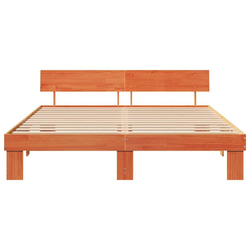 Sengestamme med hodegjerde Voksbrun 180 x 200 cm Heltre furu