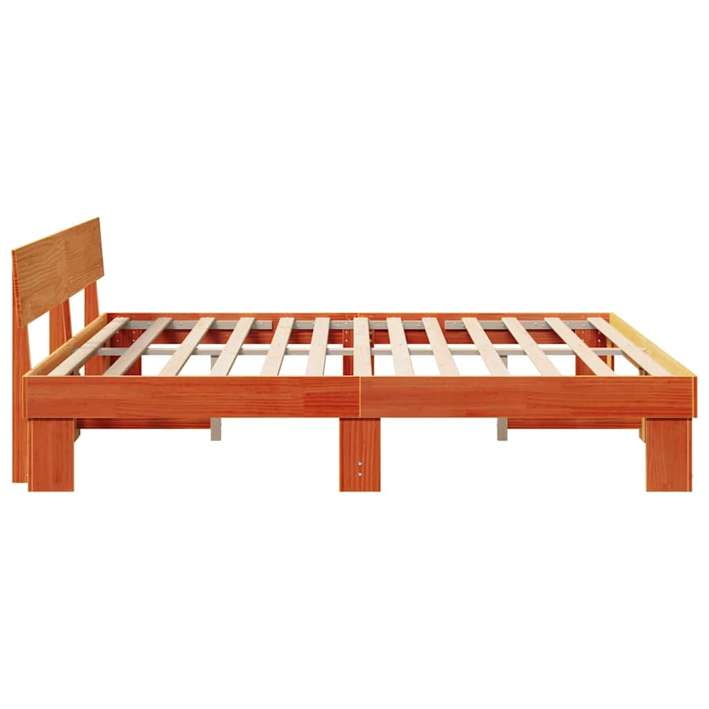 Sengestamme med hodegjerde Voksbrun 180 x 200 cm Heltre furu