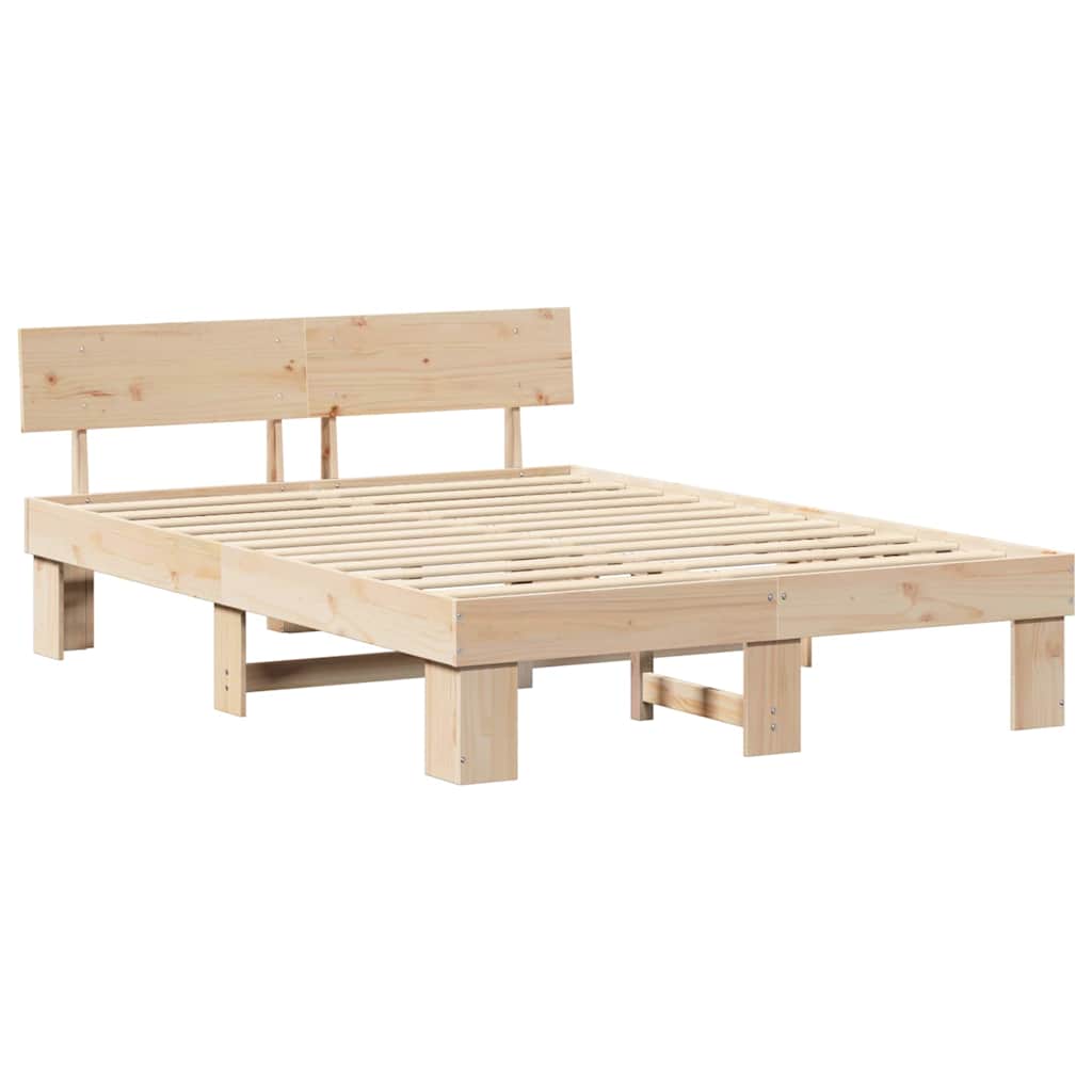 Sengestamme med hodegjerde Naturlig 160 x 200 cm Massiv furu