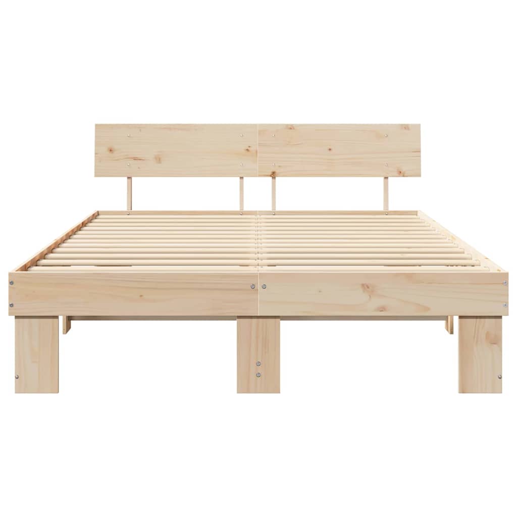 Sengestamme med hodegjerde Naturlig 160 x 200 cm Massiv furu