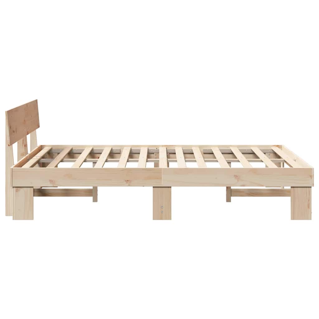 Sengestamme med hodegjerde Naturlig 160 x 200 cm Massiv furu