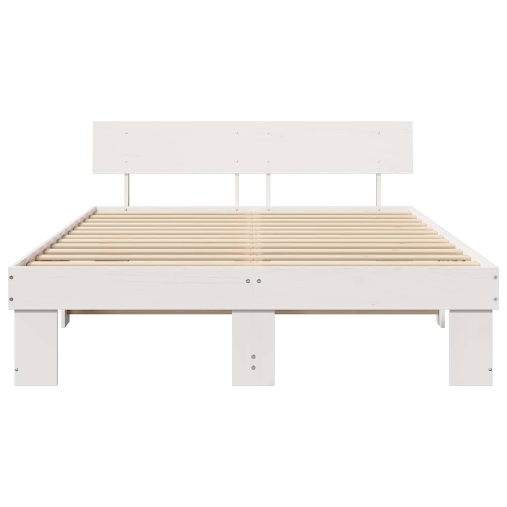 Sengestamme med hodegjerde Hvit 160 x 200 cm Massiv furu
