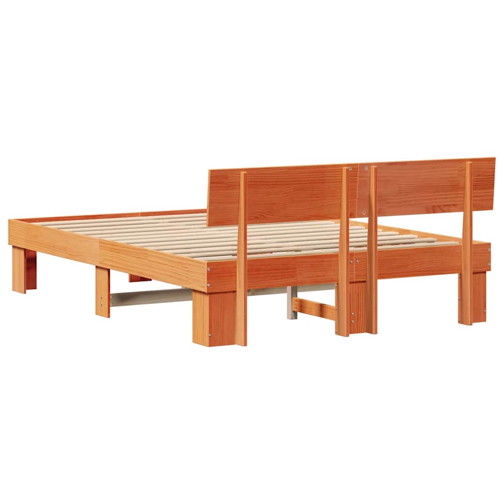 Sengestamme med hodegjerde Vokset Brun 160 x 200 cm Massiv furu
