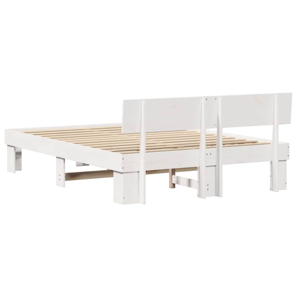 Sengestamme med hodegjerde Hvit 150 x 200 cm Massiv furu