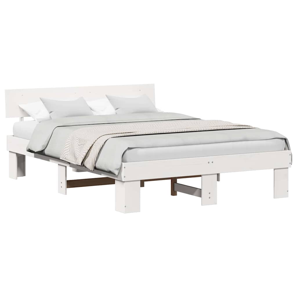 Sengestamme med hodegjerde Hvit 150 x 200 cm Heltre furu