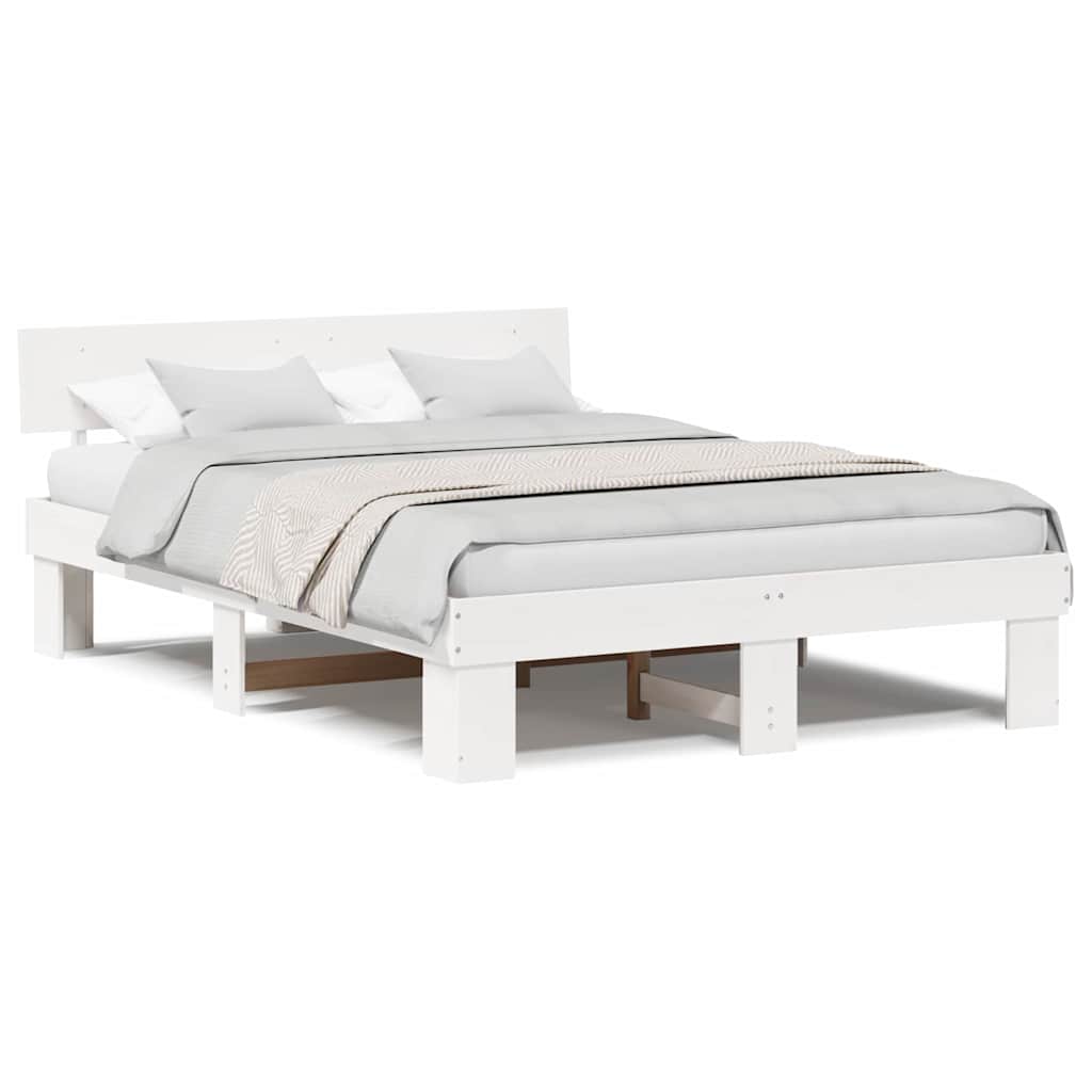 Sengestamme med hodegjerde Hvit 150 x 200 cm Heltre furu