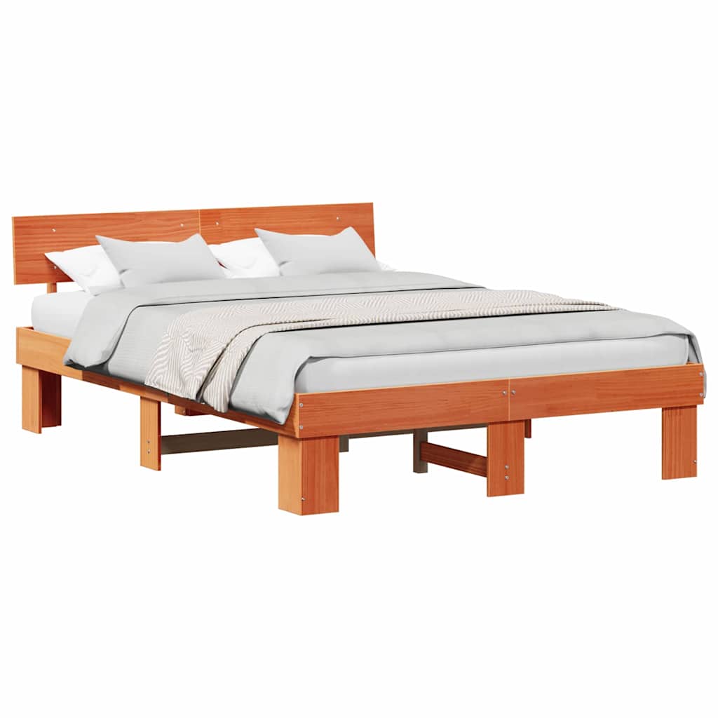 Sengestamme med hodegjerde Voksbrun 150 x 200 cm Heltre furu