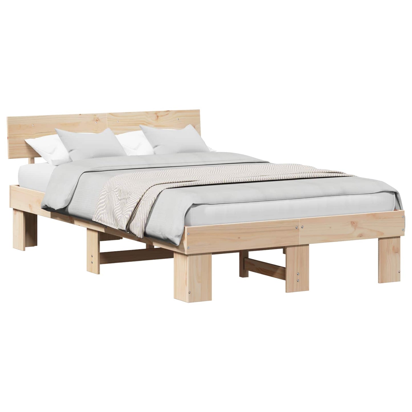 Sengestamme med hodegjerde Naturlig 120 x 200 cm Massiv furu