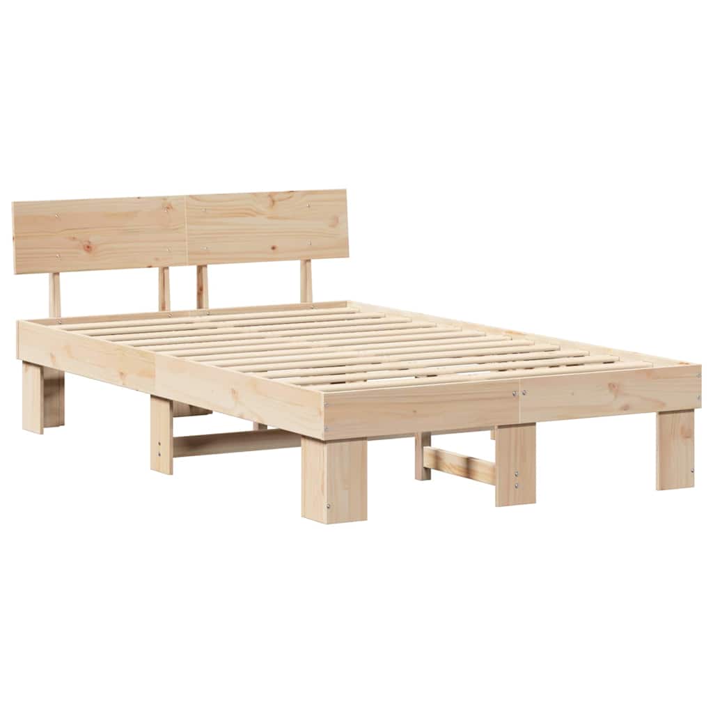Sengestamme med hodegjerde Naturlig 120 x 200 cm Massiv furu