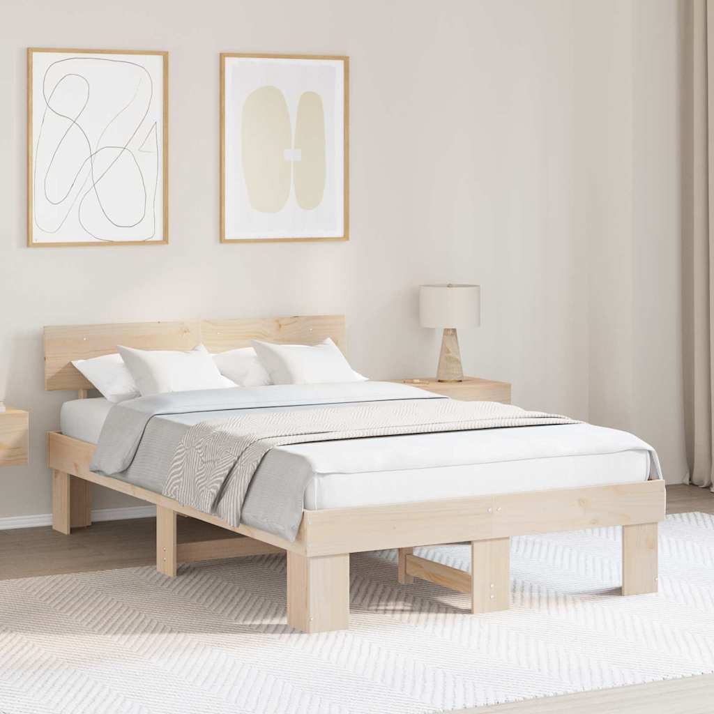 Sengestamme med hodegjerde Brun 140 x 190 cm Heltre furu