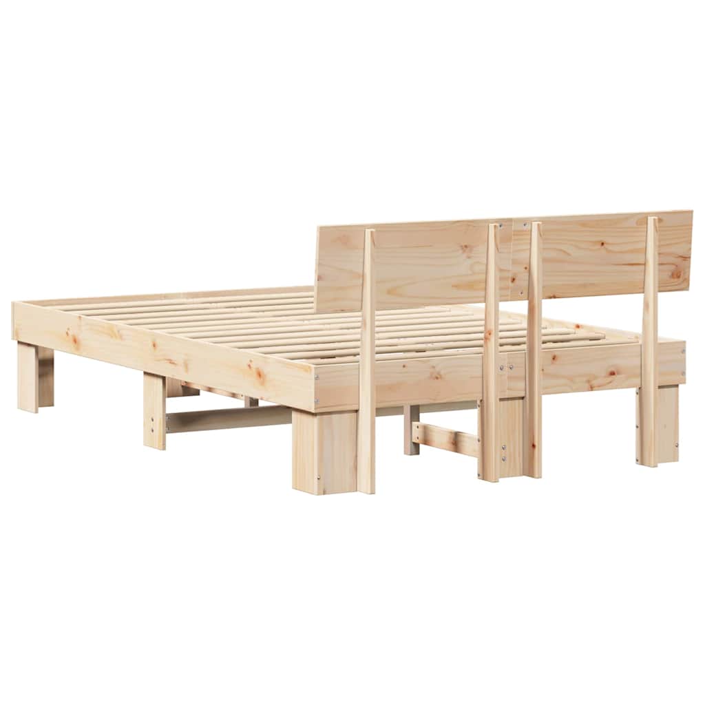 Sengestamme med hodegjerde Naturlig 140 x 190 cm Massiv furu