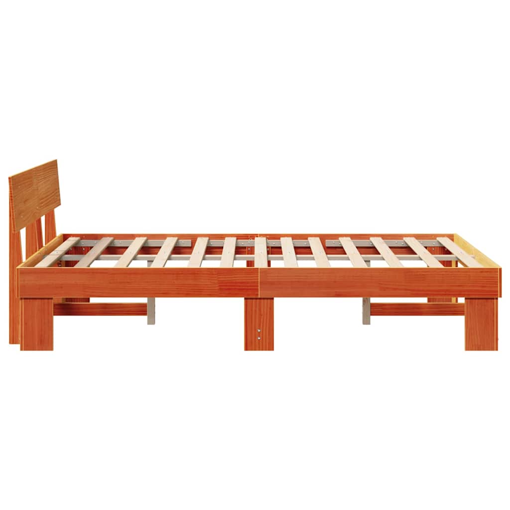 Sengestamme med hodegjerde Vokset Brun 140 x 190 cm Massiv furu