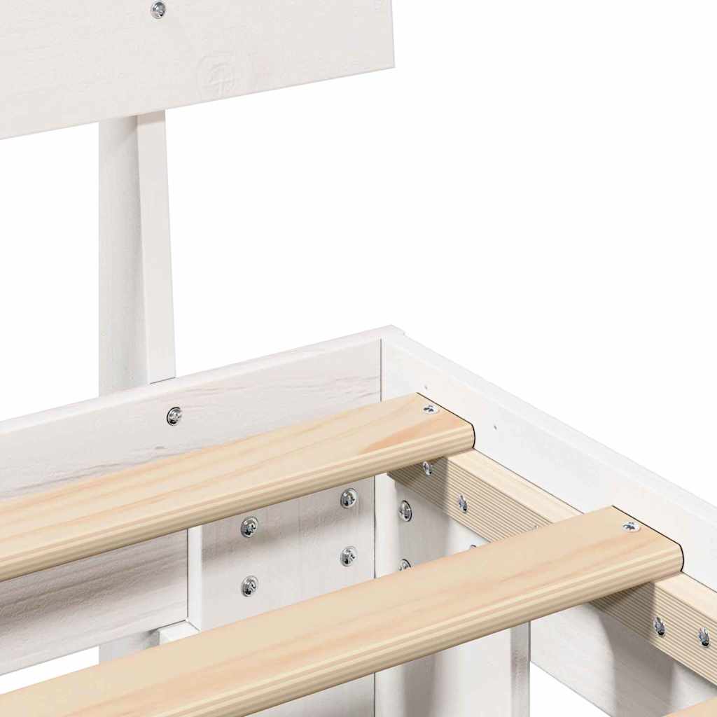 Sengestamme med hodegjerde Hvit 135 x 190 cm Heltre furu