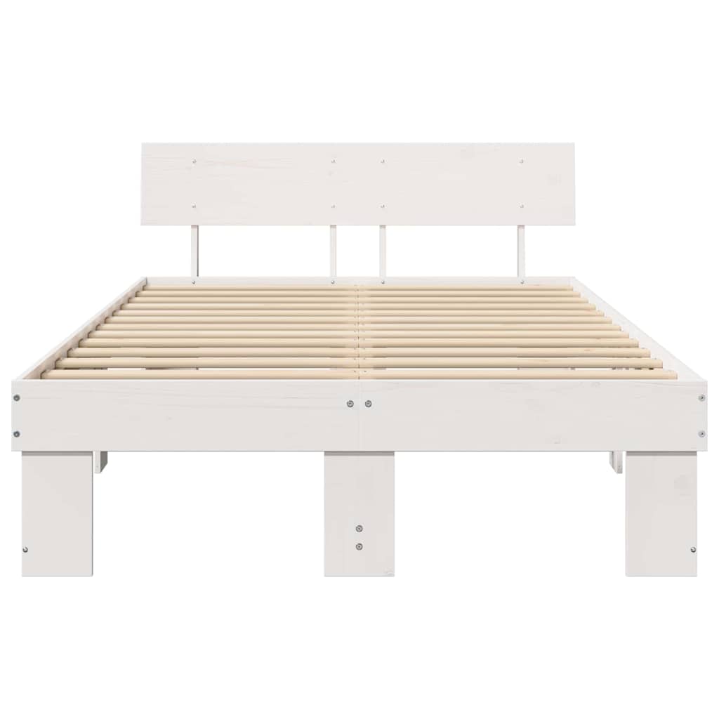 Sengestamme med hodegjerde Hvit 135 x 190 cm Massiv furu