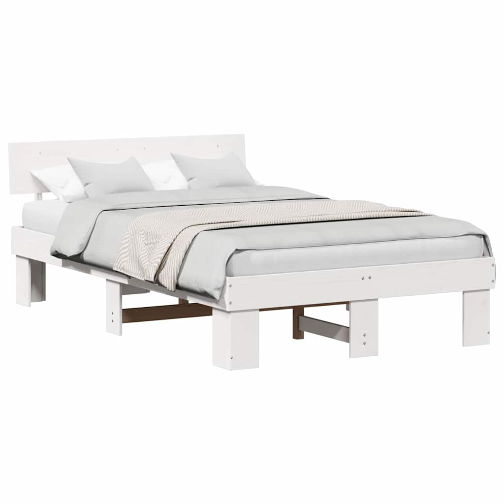 Sengestamme med hodegjerde Hvit 120 x 190 cm Heltre furu