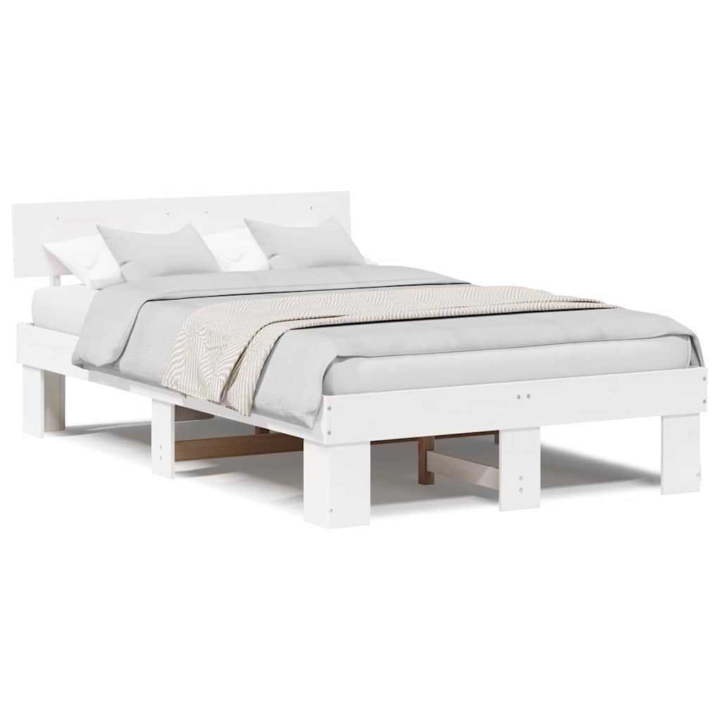 Sengestamme med hodegjerde Hvit 120 x 190 cm Heltre furu