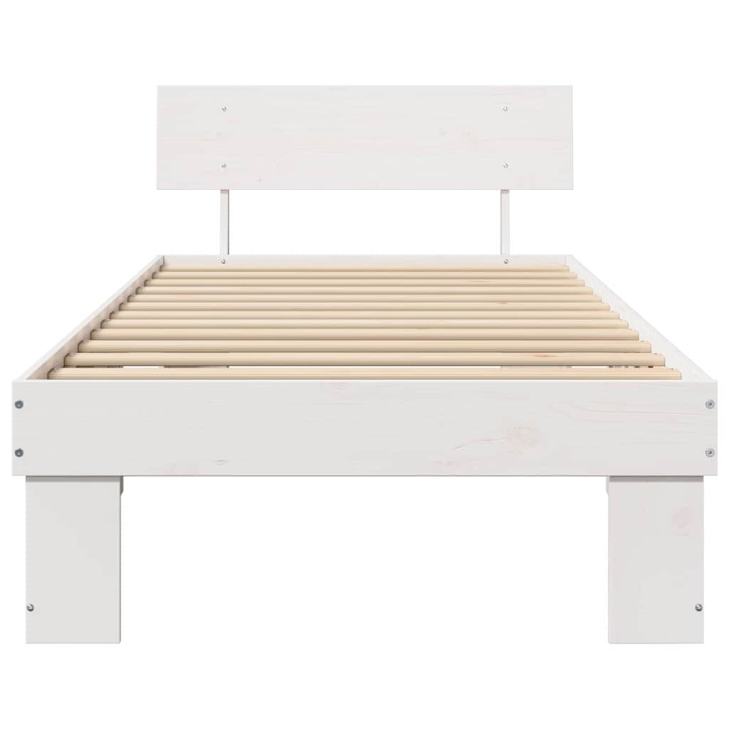 Sengestamme med hodegjerde Hvit 100 x 200 cm Massiv furu