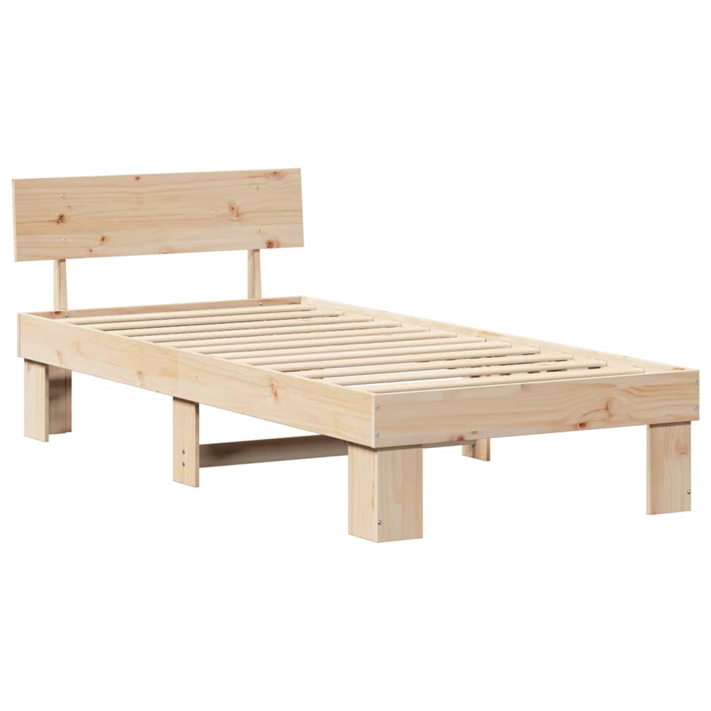 Sengestamme med hodegjerde Naturlig 90 x 200 cm Massiv furu