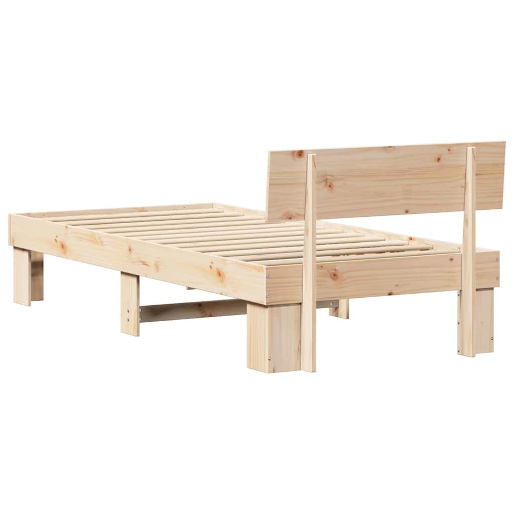 Sengestamme med hodegjerde Naturlig 90 x 200 cm Massiv furu