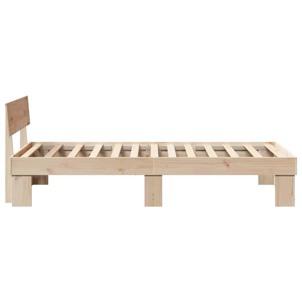 Sengestamme med hodegjerde Naturlig 90 x 200 cm Massiv furu