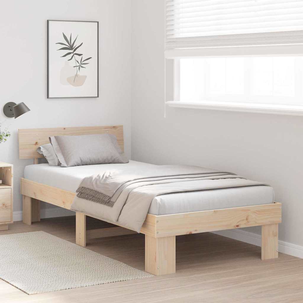Sengestamme med hodegjerde Naturlig 80 x 200 cm Massiv furu