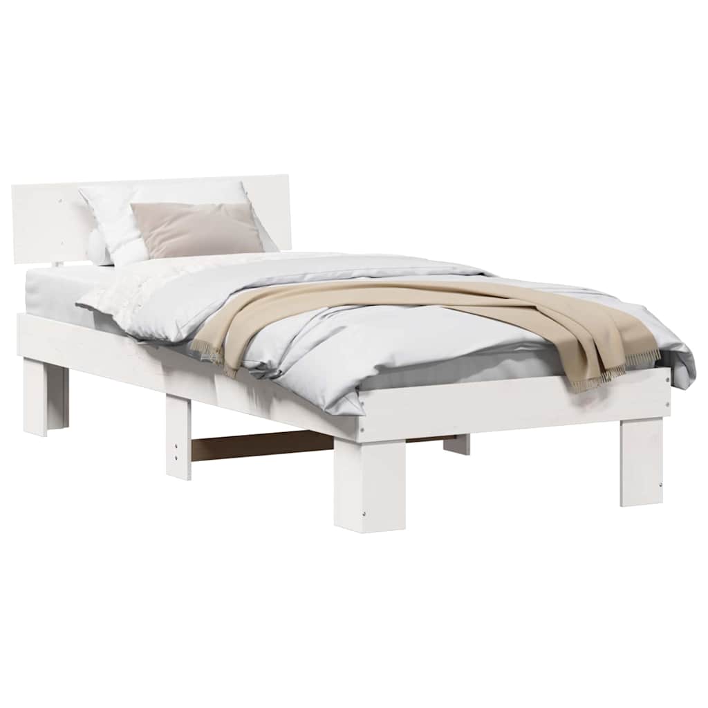 Sengestamme med hodegjerde Hvit 80 x 200 cm Heltre furu