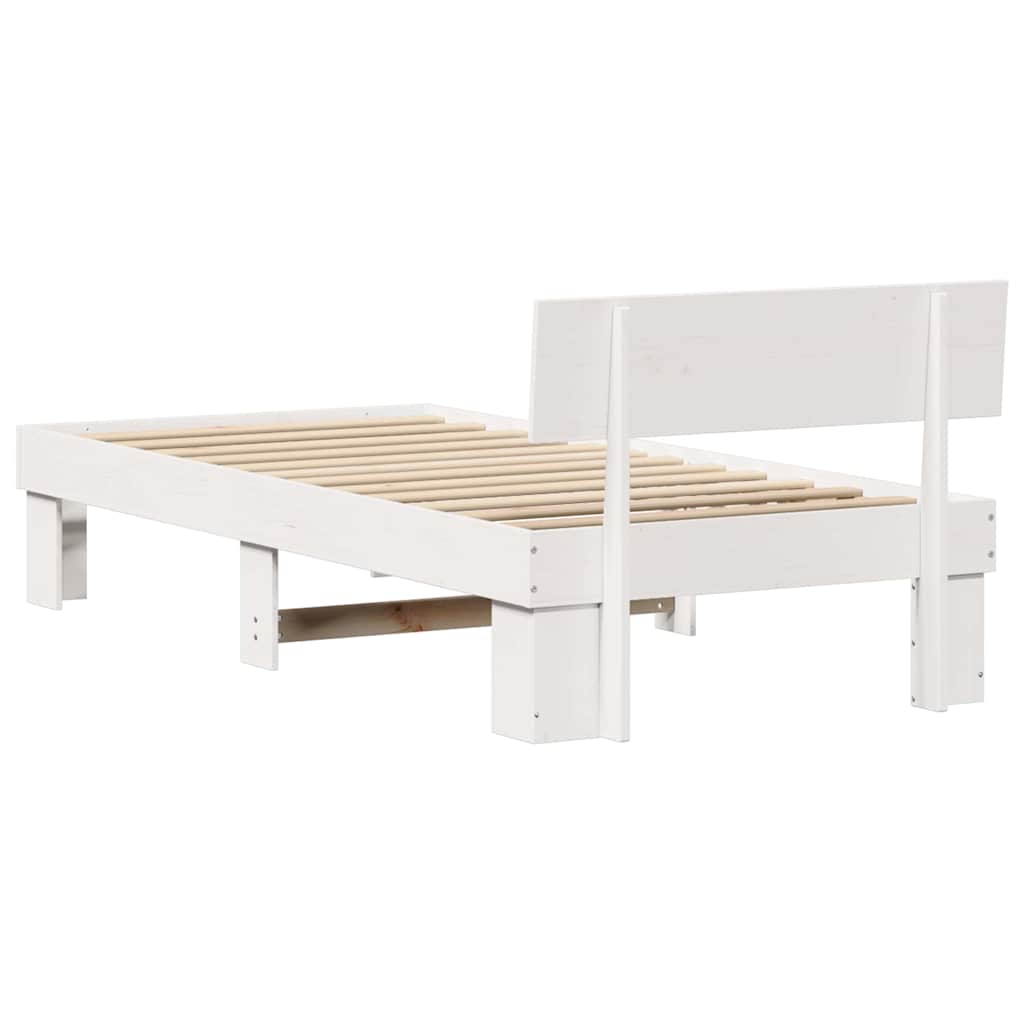 Sengestamme med hodegjerde Hvit 75 x 190 cm Massiv furu