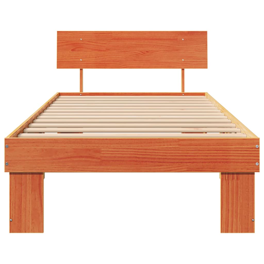 Sengestamme med hodegjerde Voksbrun 75 x 190 cm Heltre furu