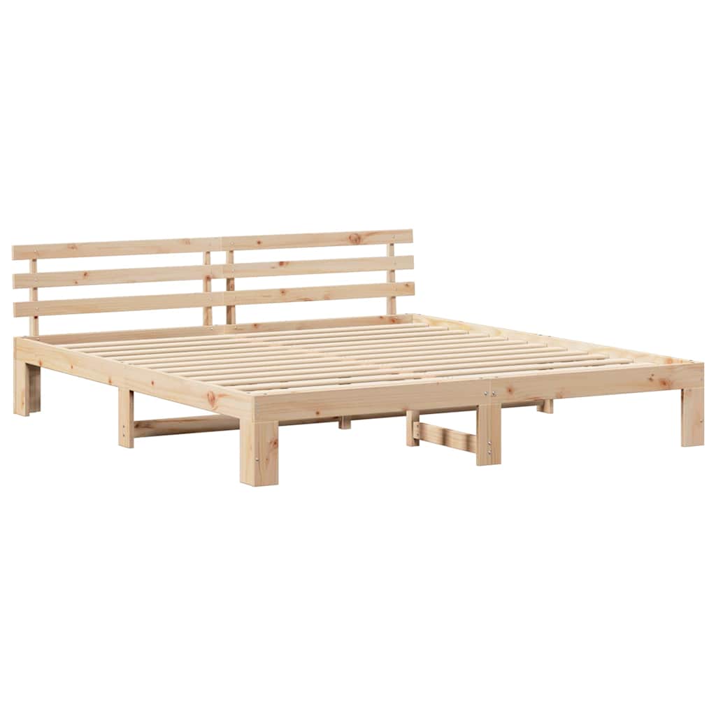 Sengestamme med hodegjerde Brun 200 x 200 cm Massivt furutre